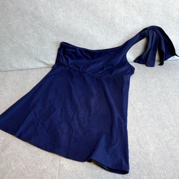 Lilly Pulitzer Navy Blue Preppy Summer Ruffle Bow Tie Cotton Shirt Size XS NWOT - Picture 6 of 8